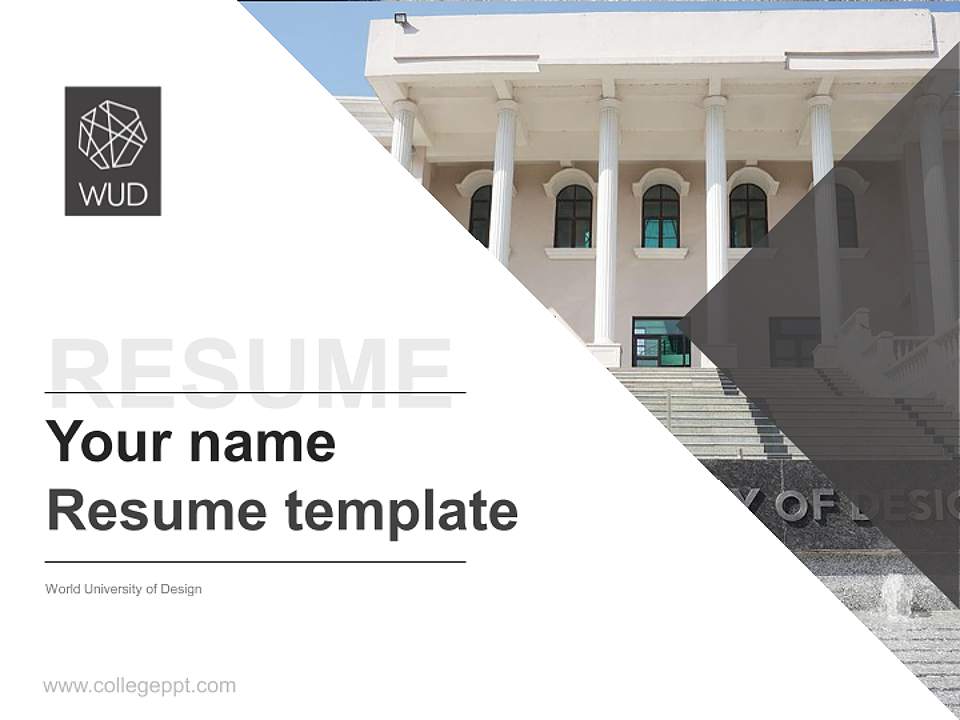 World University of Design Resume PPT Template4:3 ratio PPT effect preview image5