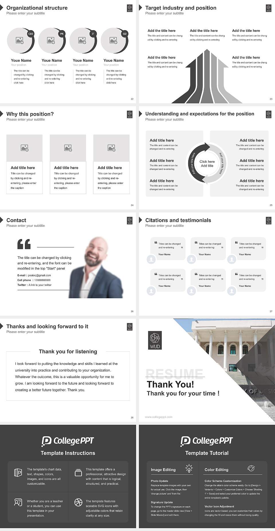 World University of Design Resume PPT Template4:3 ratio PPT effect preview image4