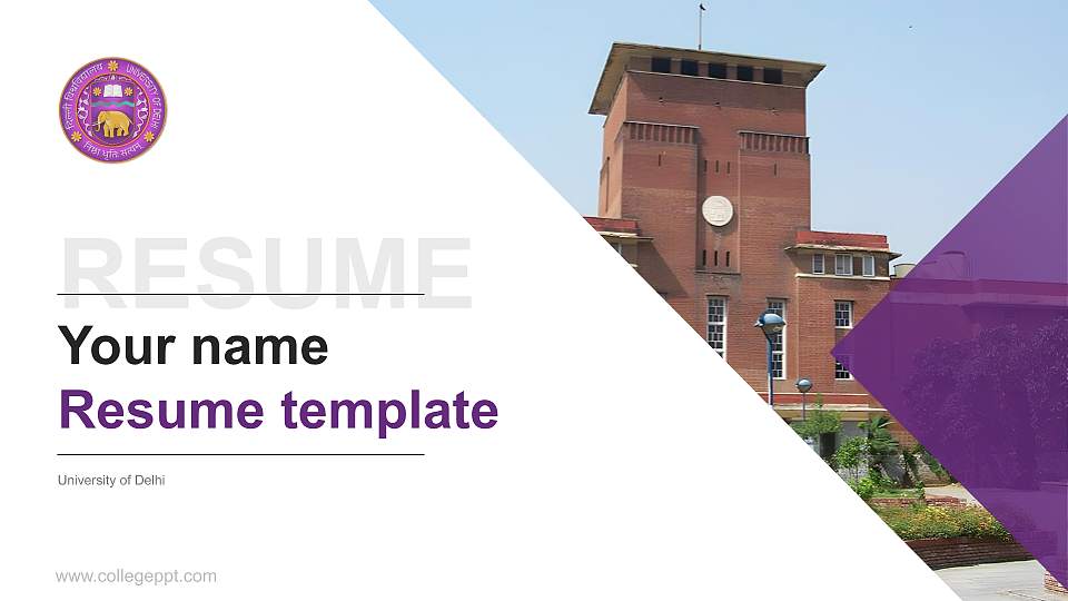 University of Delhi Resume PPT Template16:9 ratio PPT effect preview image