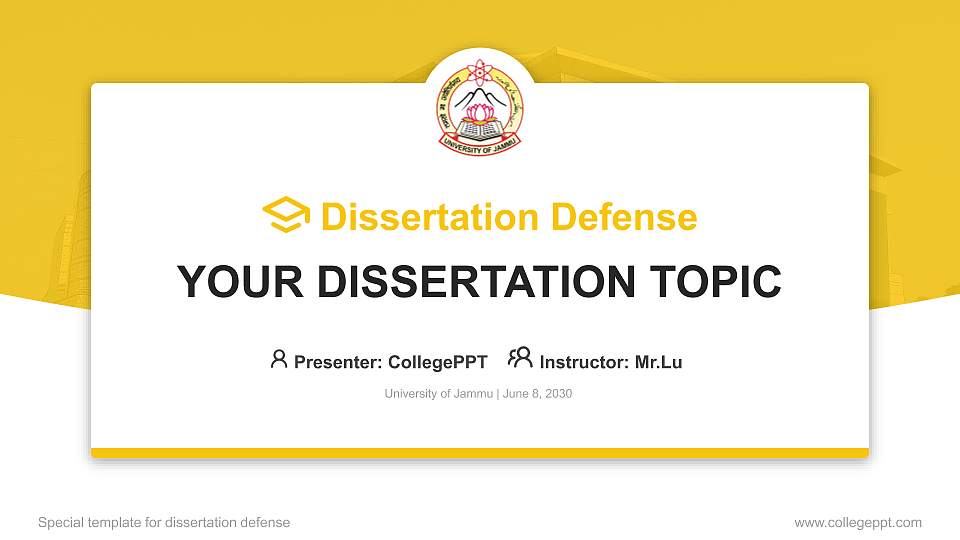 University of Jammu Graduation Thesis Defense PPT Template16:9 ratio PPT effect preview image