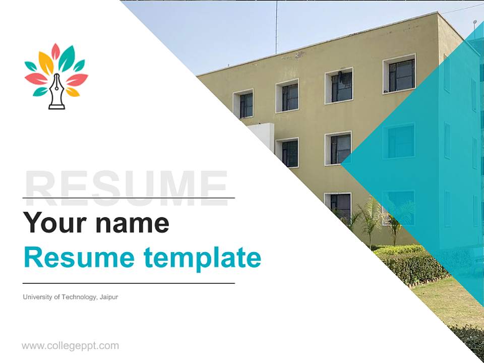 University of Technology, Jaipur Resume PPT Template4:3 ratio PPT effect preview image5