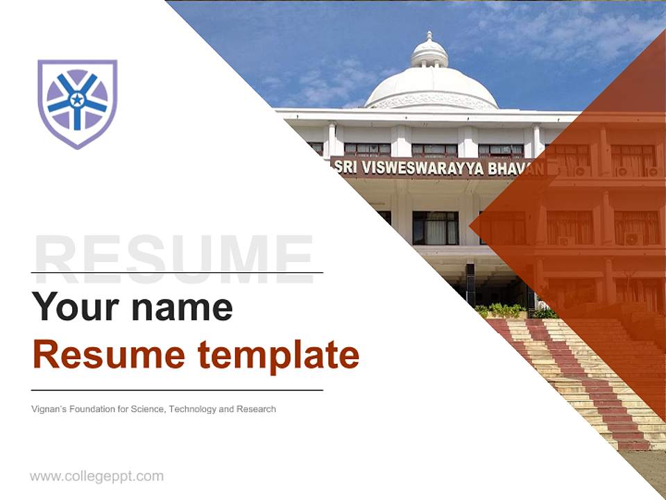 Vignan’s Foundation for Science, Technology and Research Resume PPT Template4:3 ratio PPT effect preview image5