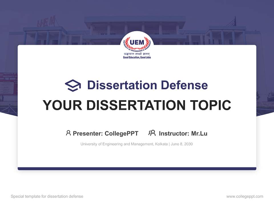University of Engineering and Management, Kolkata Graduation Thesis Defense PPT Template4:3 ratio PPT effect preview image7