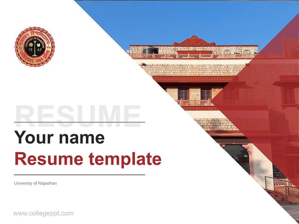 University of Rajasthan Resume PPT Template4:3 ratio PPT effect preview image5