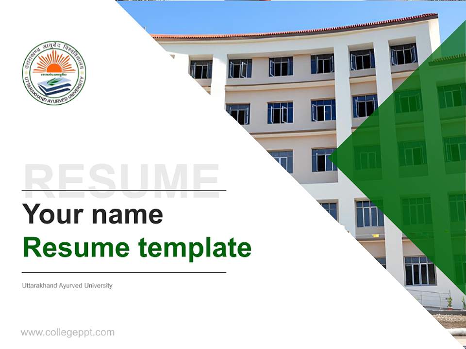 Uttarakhand Ayurved University Resume PPT Template4:3 ratio PPT effect preview image5