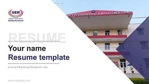 University of Engineering & Management, Jaipur Resume PPT Template