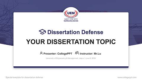 University of Engineering & Management, Jaipur Graduation Thesis Defense PPT Template