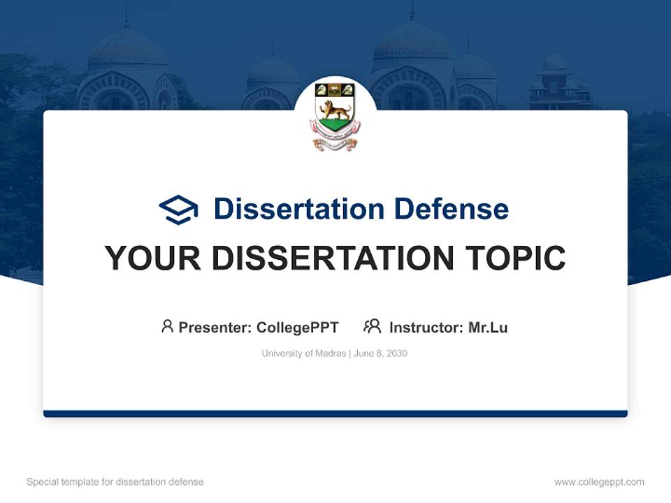 University of Madras Graduation Thesis Defense PPT Template4:3 ratio PPT effect preview image7