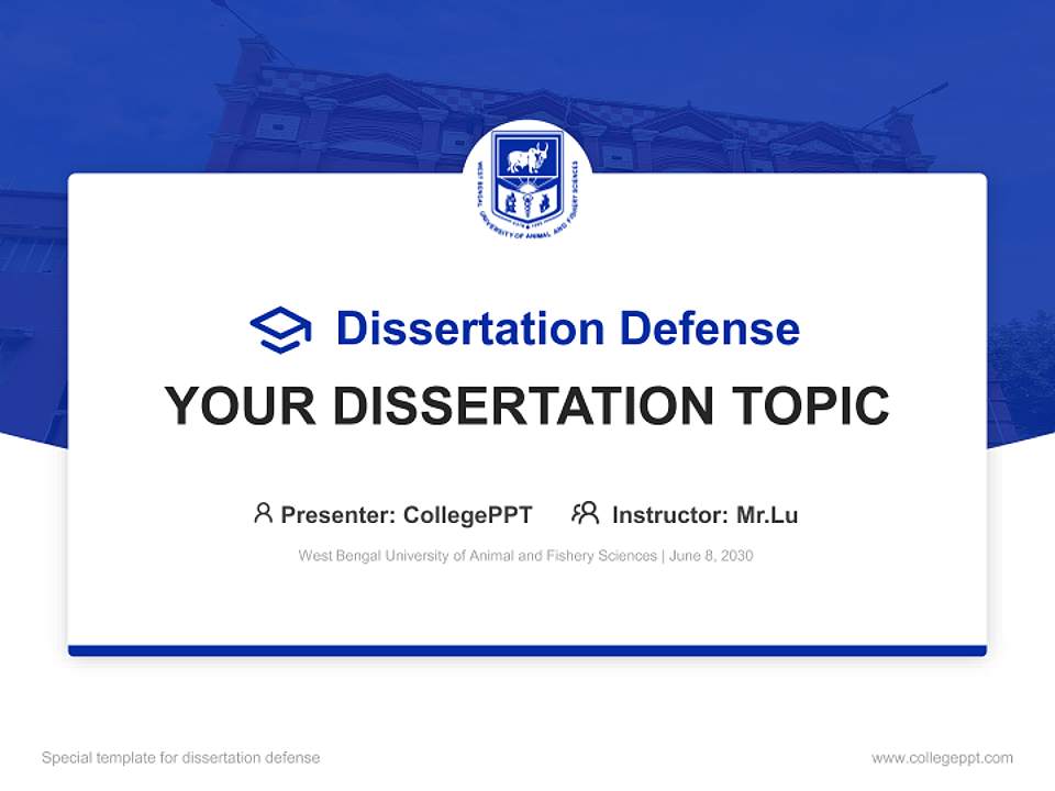 West Bengal University of Animal and Fishery Sciences Graduation Thesis Defense PPT Template4:3 ratio PPT effect preview image7