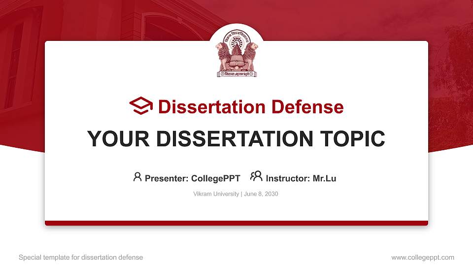 Vikram University Graduation Thesis Defense PPT Template16:9 ratio PPT effect preview image