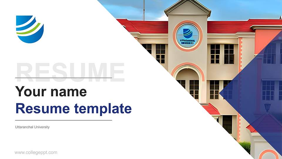 Uttaranchal University Resume PPT Template16:9 ratio PPT effect preview image