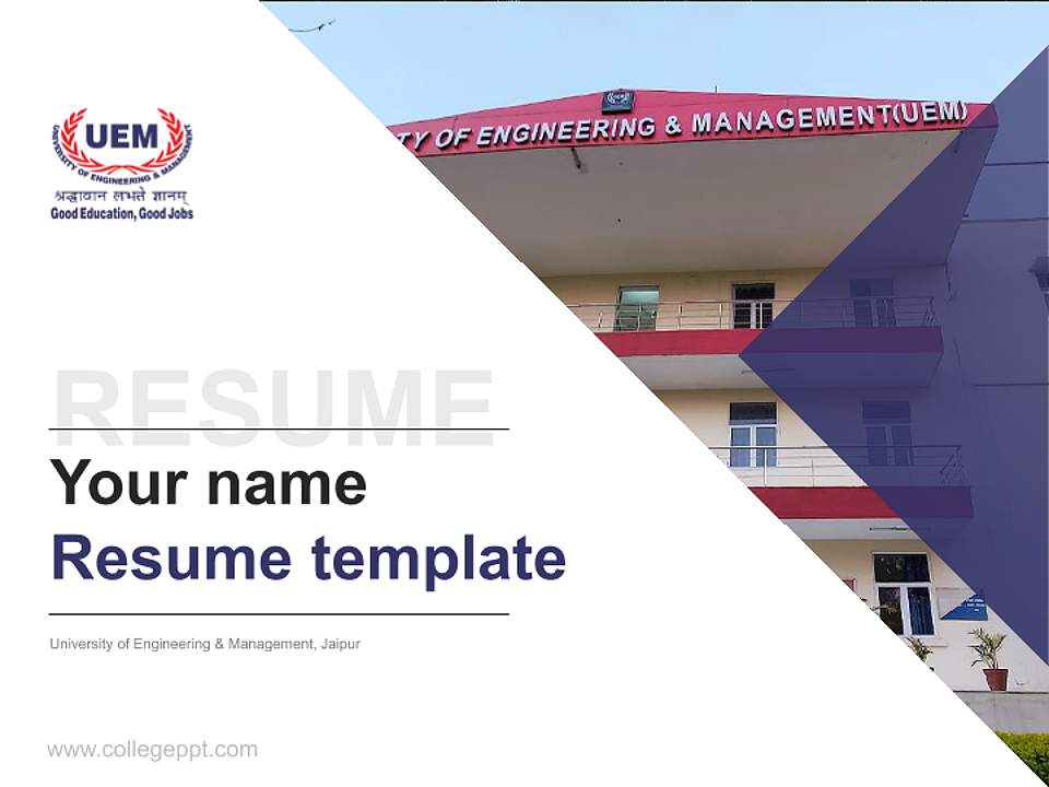 University of Engineering & Management, Jaipur Resume PPT Template4:3 ratio PPT effect preview image5