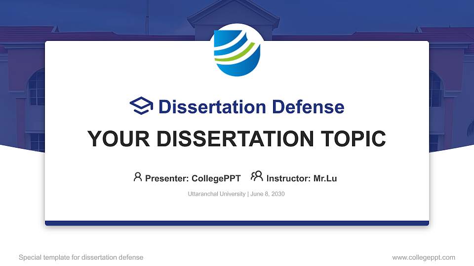 Uttaranchal University Graduation Thesis Defense PPT Template16:9 ratio PPT effect preview image