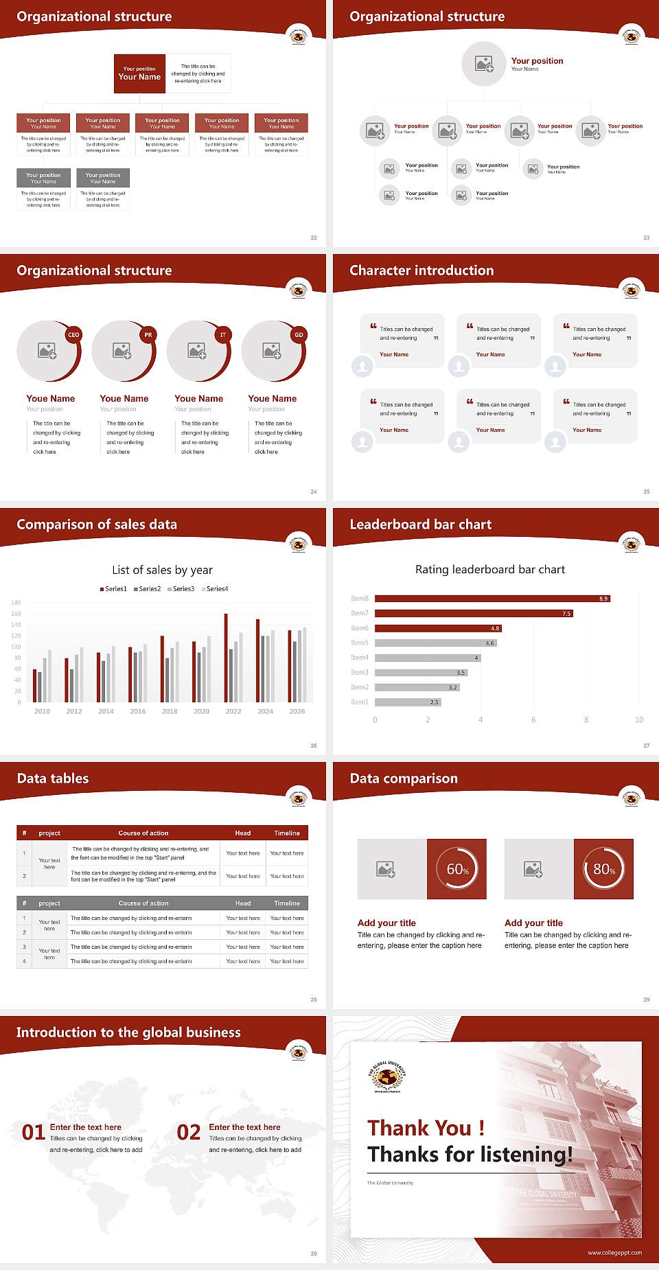 The Global University Academic Presentation/Research Findings Report PPT Template4:3 ratio PPT effect preview image4