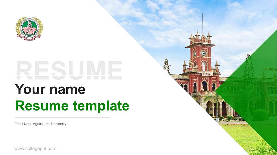 Tamil Nadu Agricultural University Resume PPT Template16:9 ratio PPT effect preview image