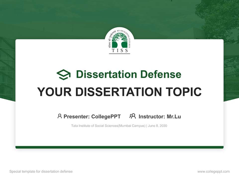 Tata Institute of Social Sciences(Mumbai Campus) Graduation Thesis Defense PPT Template4:3 ratio PPT effect preview image7