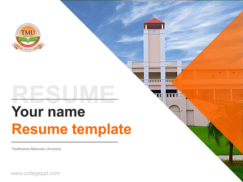 Teerthanker Mahaveer University Resume PPT Template4:3 ratio PPT effect preview image5