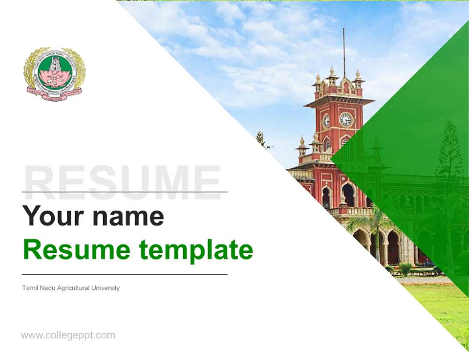 Tamil Nadu Agricultural University Resume PPT Template4:3 ratio PPT effect preview image5