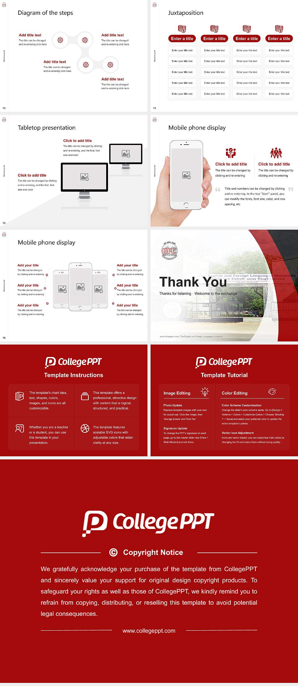 The English and Foreign Languages University Competition/Entrepreneurship Contest PPT Template4:3 ratio PPT effect preview image9