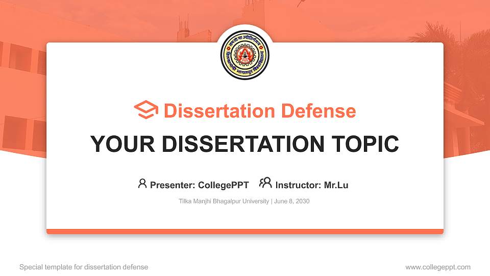 Tilka Manjhi Bhagalpur University Graduation Thesis Defense PPT Template16:9 ratio PPT effect preview image