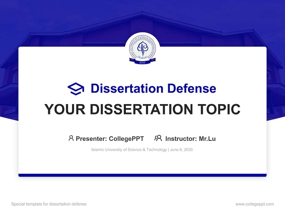 Islamic University of Science & Technology Graduation Thesis Defense PPT Template4:3 ratio PPT effect preview image7