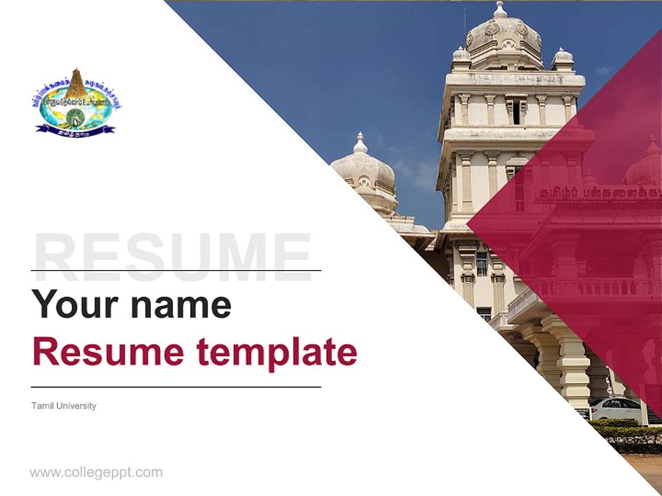 Tamil University Resume PPT Template4:3 ratio PPT effect preview image5