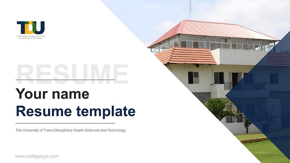 The University of Trans-Disciplinary Health Sciences and Technology Resume PPT Template16:9 ratio PPT effect preview image