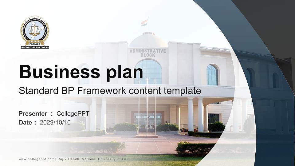 Rajiv Gandhi National University of Law Competition/Entrepreneurship Contest PPT Template16:9 ratio PPT effect preview image