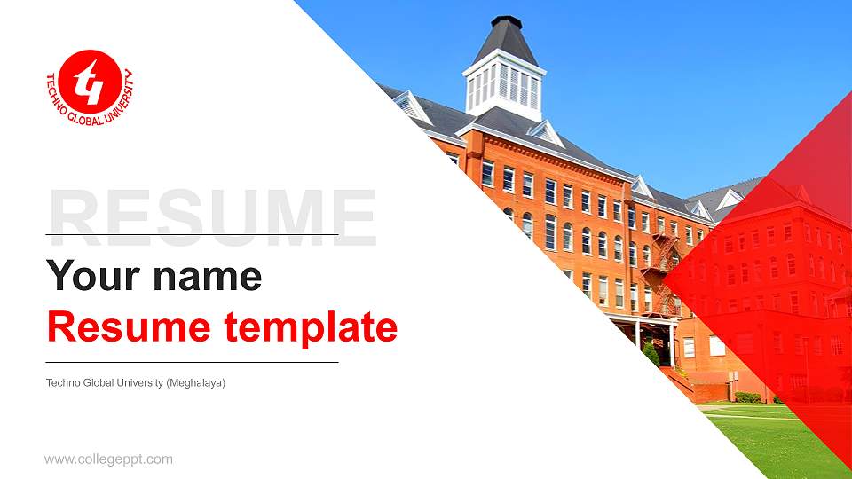 Techno Global University (Meghalaya) Resume PPT Template16:9 ratio PPT effect preview image