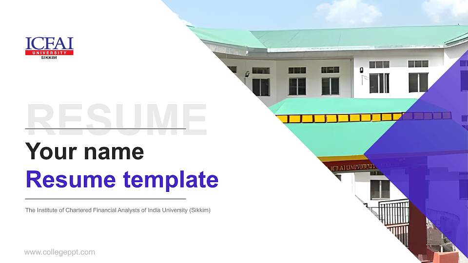The Institute of Chartered Financial Analysts of India University (Sikkim) Resume PPT Template16:9 ratio PPT effect preview image