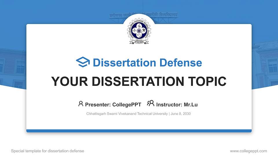 Chhattisgarh Swami Vivekanand Technical University Graduation Thesis Defense PPT Template16:9 ratio PPT effect preview image