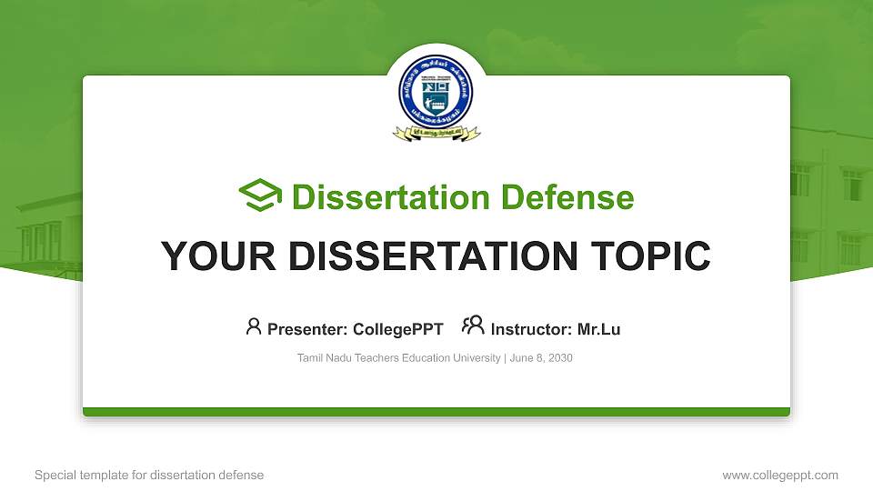 Tamil Nadu Teachers Education University Graduation Thesis Defense PPT Template16:9 ratio PPT effect preview image