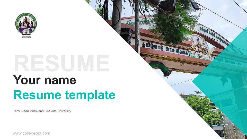 Tamil Nadu Music and Fine Arts University Resume PPT Template16:9 ratio PPT effect preview image