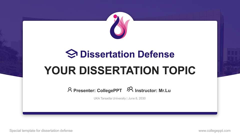 UKA Tarsadia University Graduation Thesis Defense PPT Template16:9 ratio PPT effect preview image