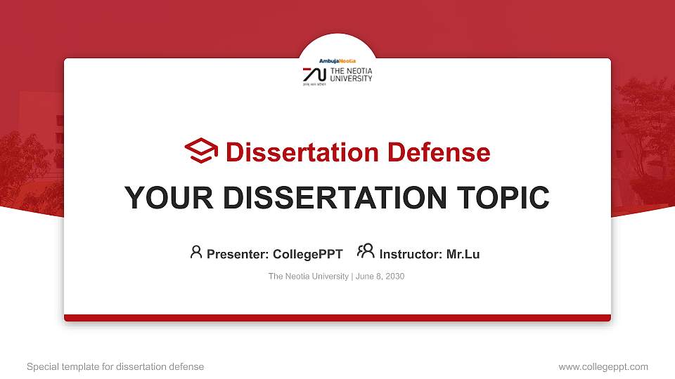 The Neotia University Graduation Thesis Defense PPT Template16:9 ratio PPT effect preview image