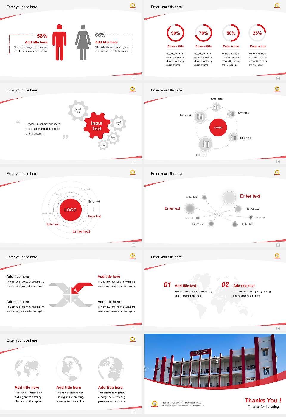 U.P. Rajarshi Tandon Open University Course/Courseware Creation PPT Template16:9 ratio PPT effect preview image4