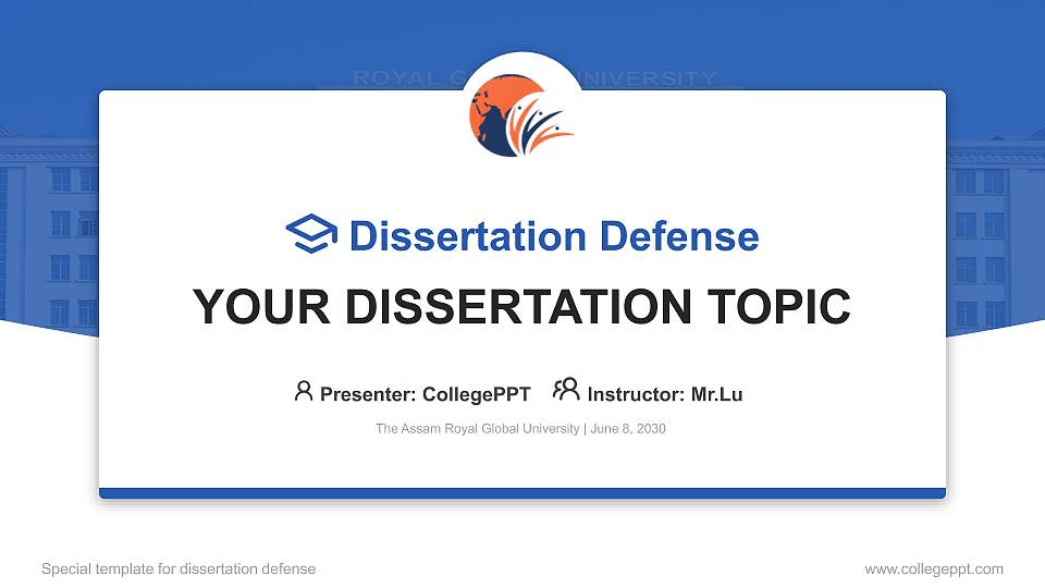 The Assam Royal Global University Graduation Thesis Defense PPT Template16:9 ratio PPT effect preview image