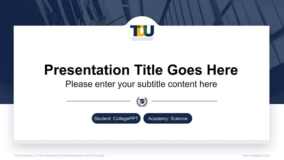 The University of Trans-Disciplinary Health Sciences and Technology National Scholarship Defense PPT Template16:9 ratio PPT effect preview image