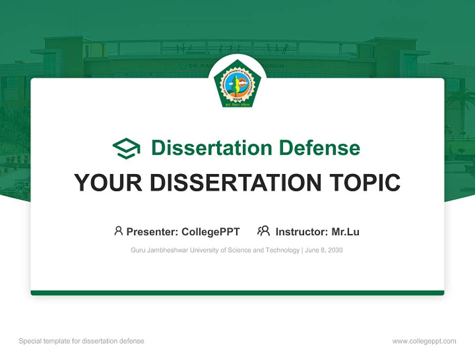 Guru Jambheshwar University of Science and Technology Graduation Thesis Defense PPT Template4:3 ratio PPT effect preview image7