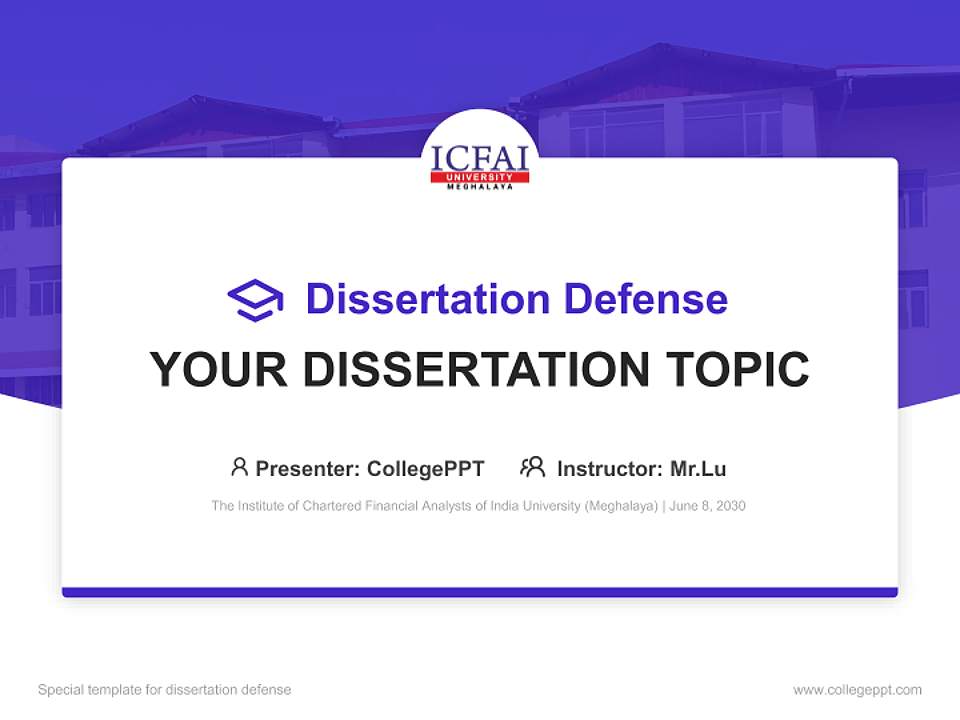 The Institute of Chartered Financial Analysts of India University (Meghalaya) Graduation Thesis Defense PPT Template4:3 ratio PPT effect preview image7