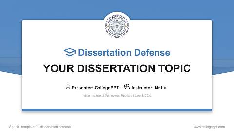 Indian Institute of Technology, Roorkee Graduation Thesis Defense PPT Template