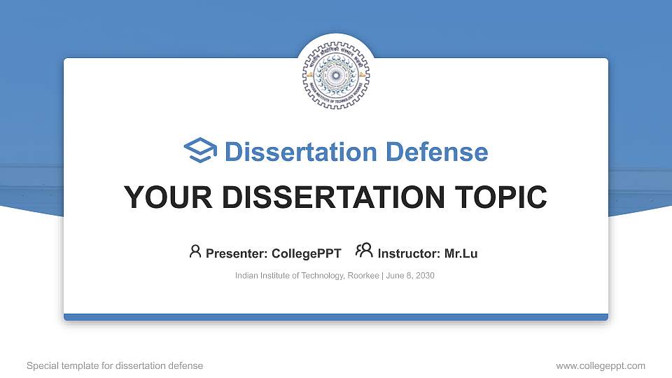 Indian Institute of Technology, Roorkee Graduation Thesis Defense PPT Template16:9 ratio PPT effect preview image