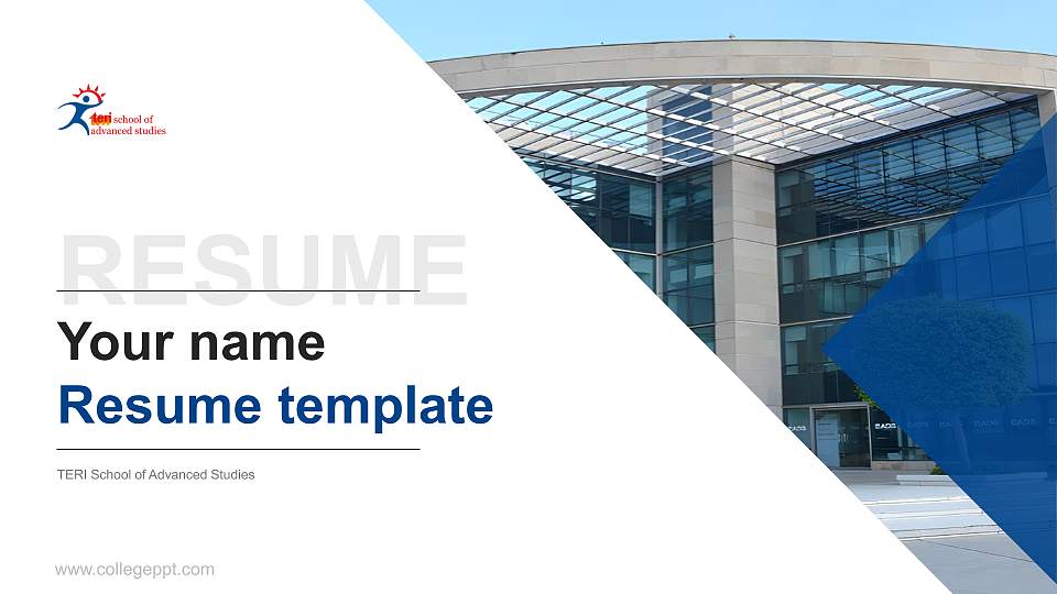 TERI School of Advanced Studies Resume PPT Template16:9 ratio PPT effect preview image