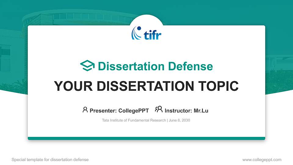 Tata Institute of Fundamental Research Graduation Thesis Defense PPT Template16:9 ratio PPT effect preview image