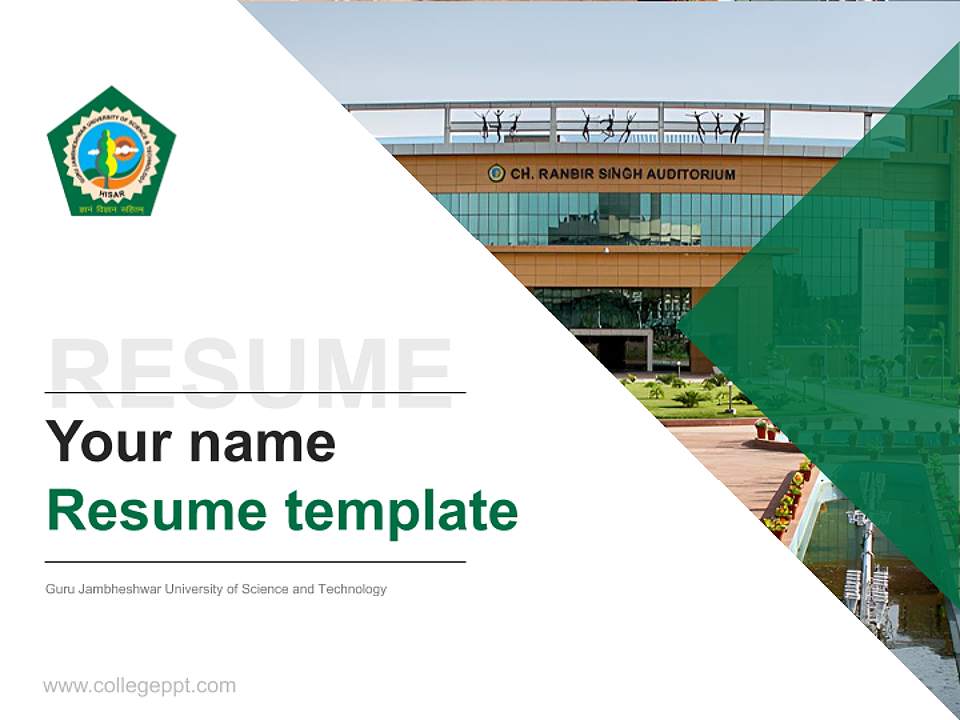 Guru Jambheshwar University of Science and Technology Resume PPT Template4:3 ratio PPT effect preview image5