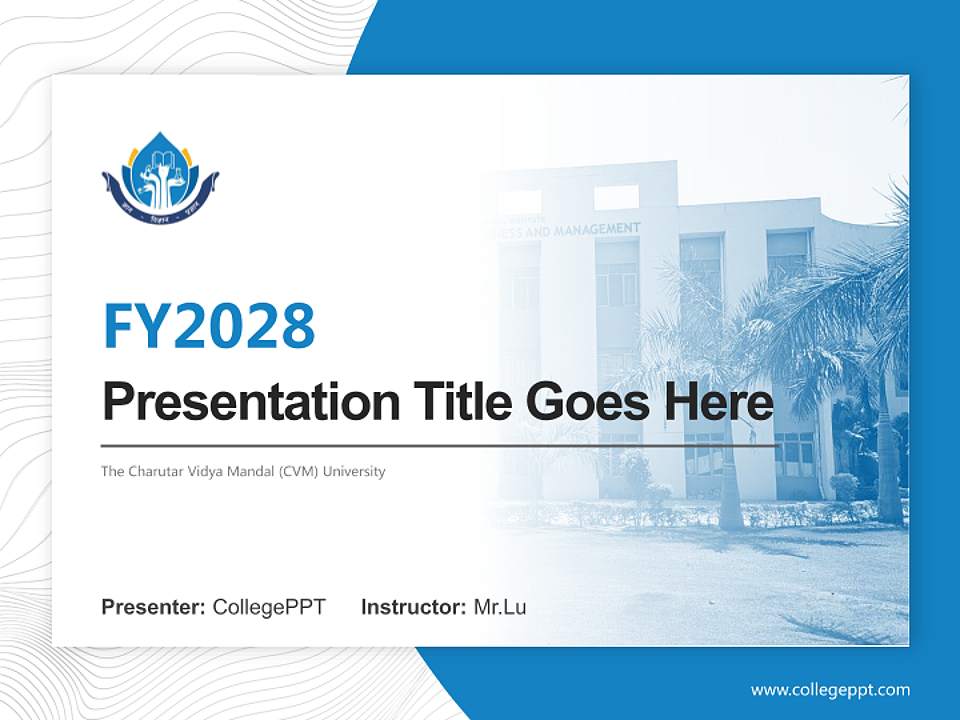 The Charutar Vidya Mandal (CVM) University Academic Presentation/Research Findings Report PPT Template4:3 ratio PPT effect preview image5