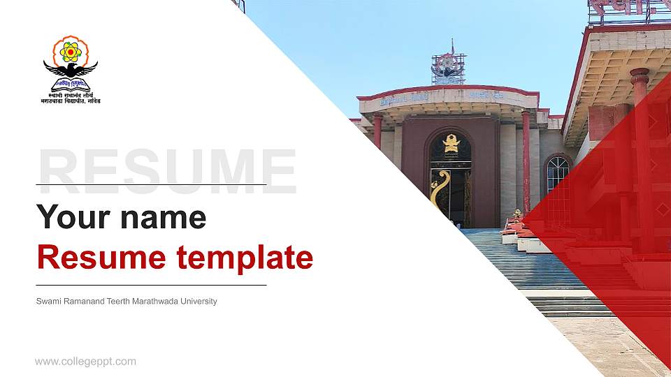 Swami Ramanand Teerth Marathwada University Resume PPT Template16:9 ratio PPT effect preview image