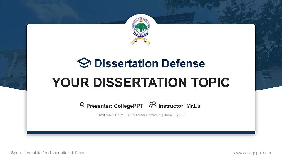 Tamil Nadu Dr. M.G.R. Medical University Graduation Thesis Defense PPT Template16:9 ratio PPT effect preview image