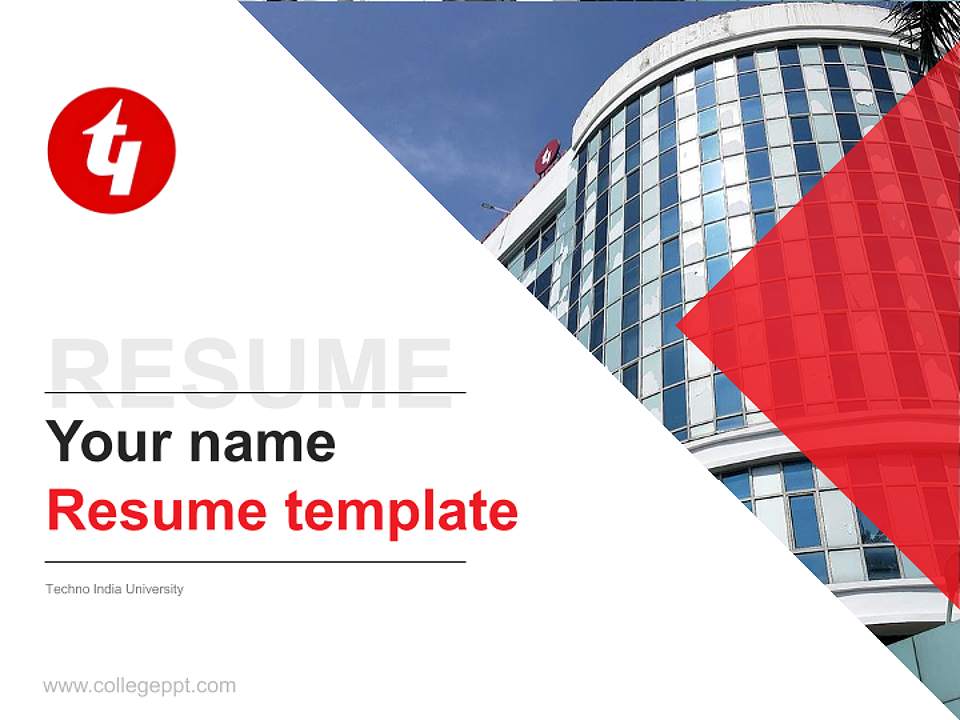 Techno India University Resume PPT Template4:3 ratio PPT effect preview image5