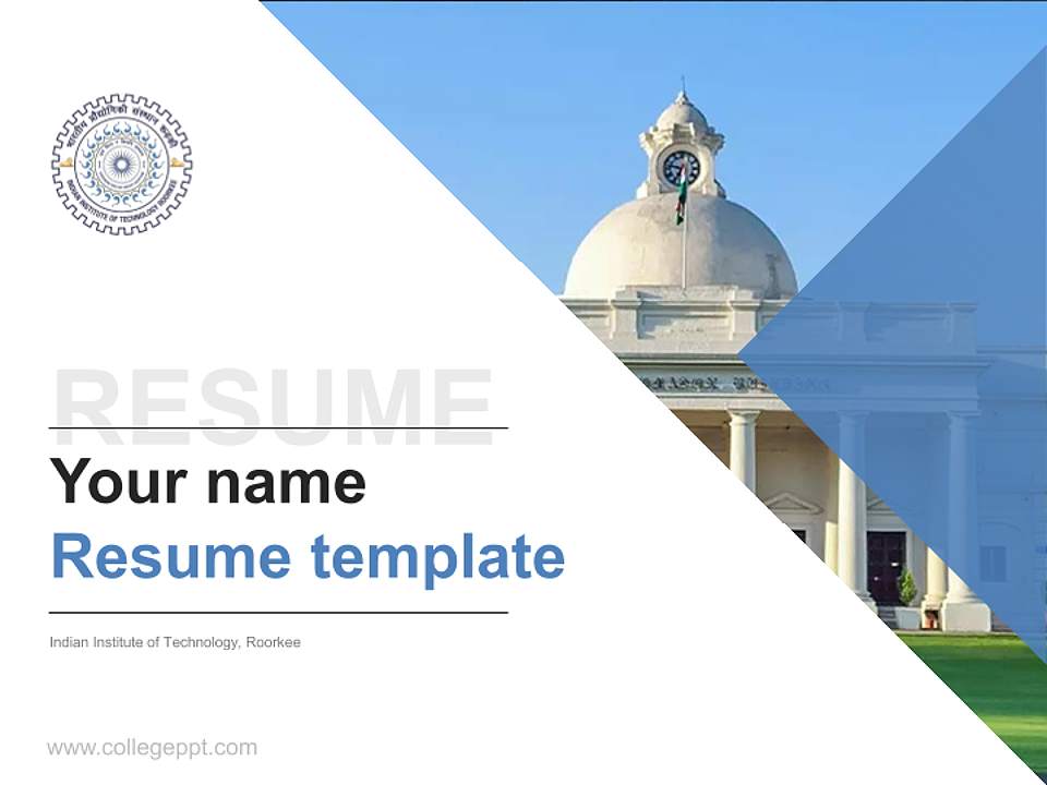 Indian Institute of Technology, Roorkee Resume PPT Template4:3 ratio PPT effect preview image5
